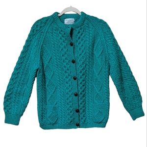 McCready hand knit fisherman Ireland decorative button cardigan M/L